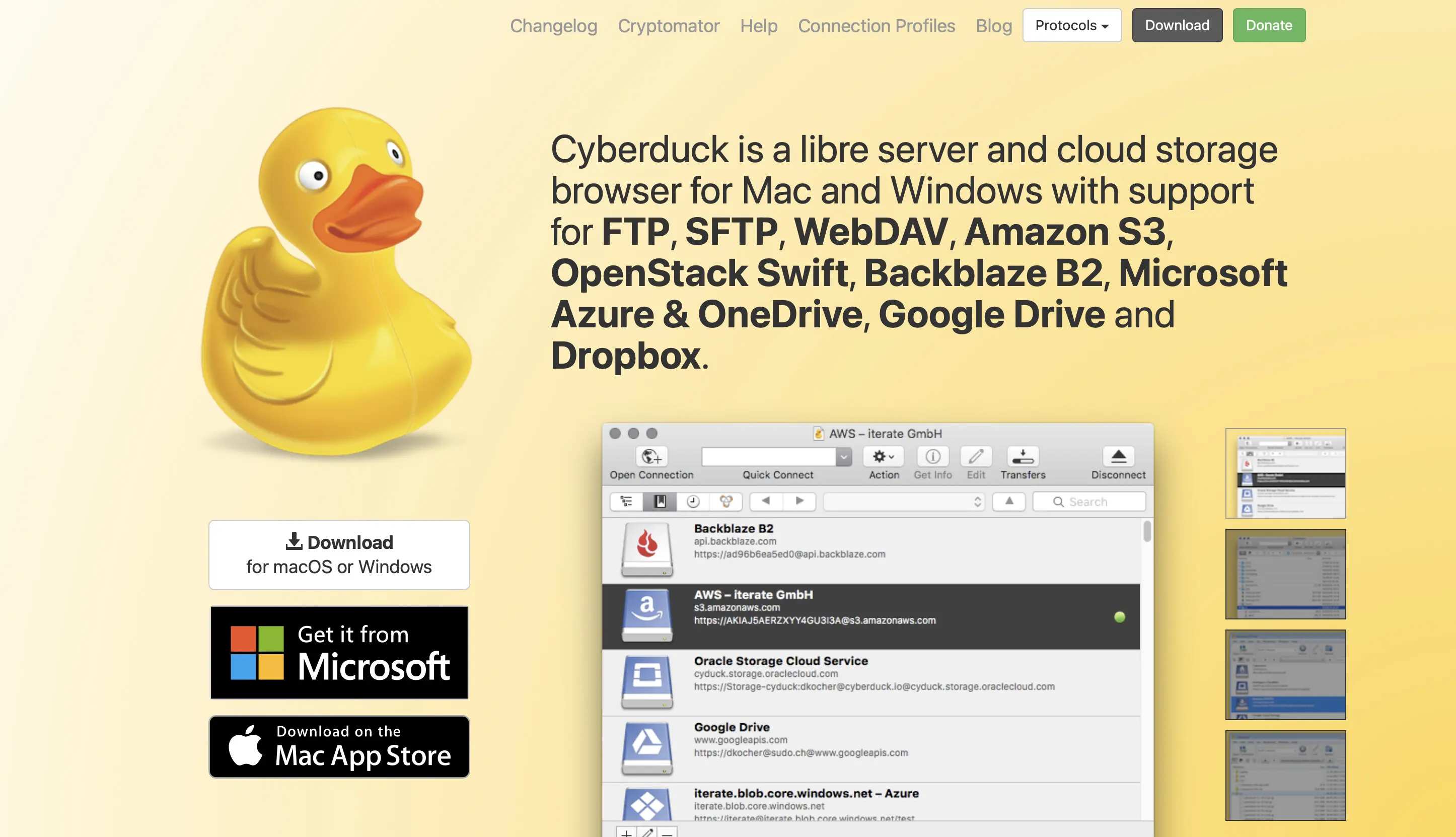 Image: Screenshot of the Cyberduck website