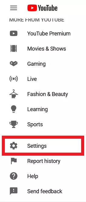 YouTube “Settings” YouTube “Settings”