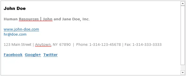 Formatted e-mail signature Formatted e-mail signature