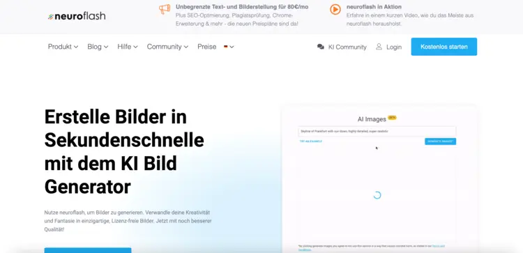Neuroflash homepage Neuroflash homepage