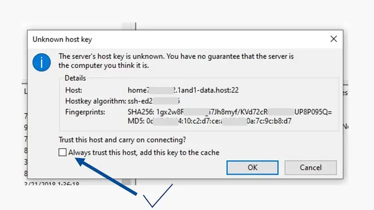 SFTP: server key prompt SFTP: server key prompt