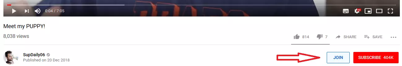 Image: The join button on YouTube