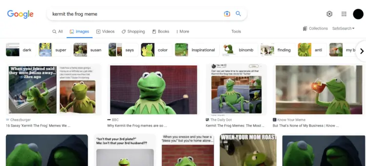Google search result for “Kermit the Frog meme” Google search result for “Kermit the Frog meme”