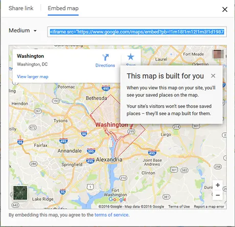 HTML code for embedding the self-created map cutout HTML code for embedding the self-created map cutout