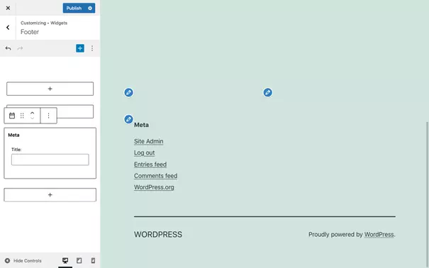 Image: Embed meta widget in WordPress footer