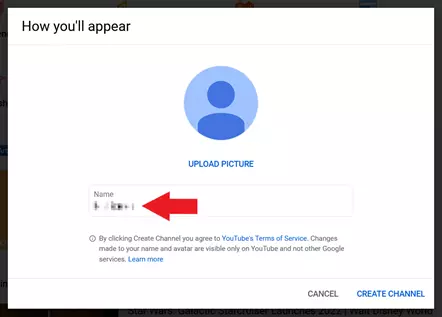 Image: Naming your YouTube channel