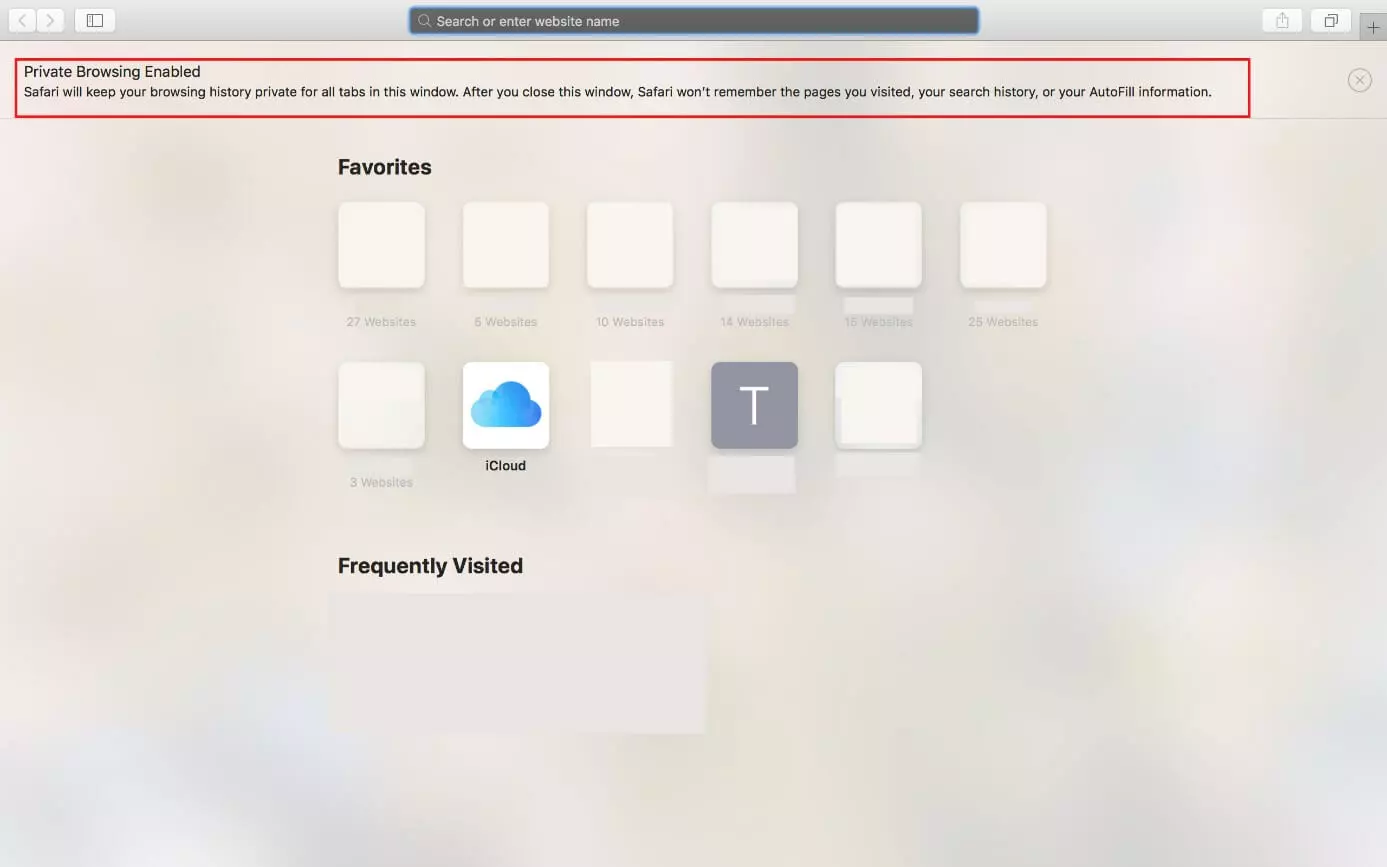 Image: Private surfing in Apple Safari