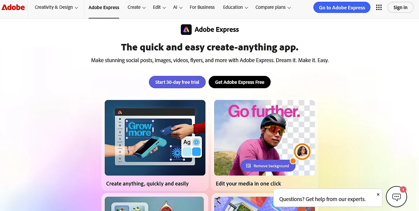 Image: Adobe Express website