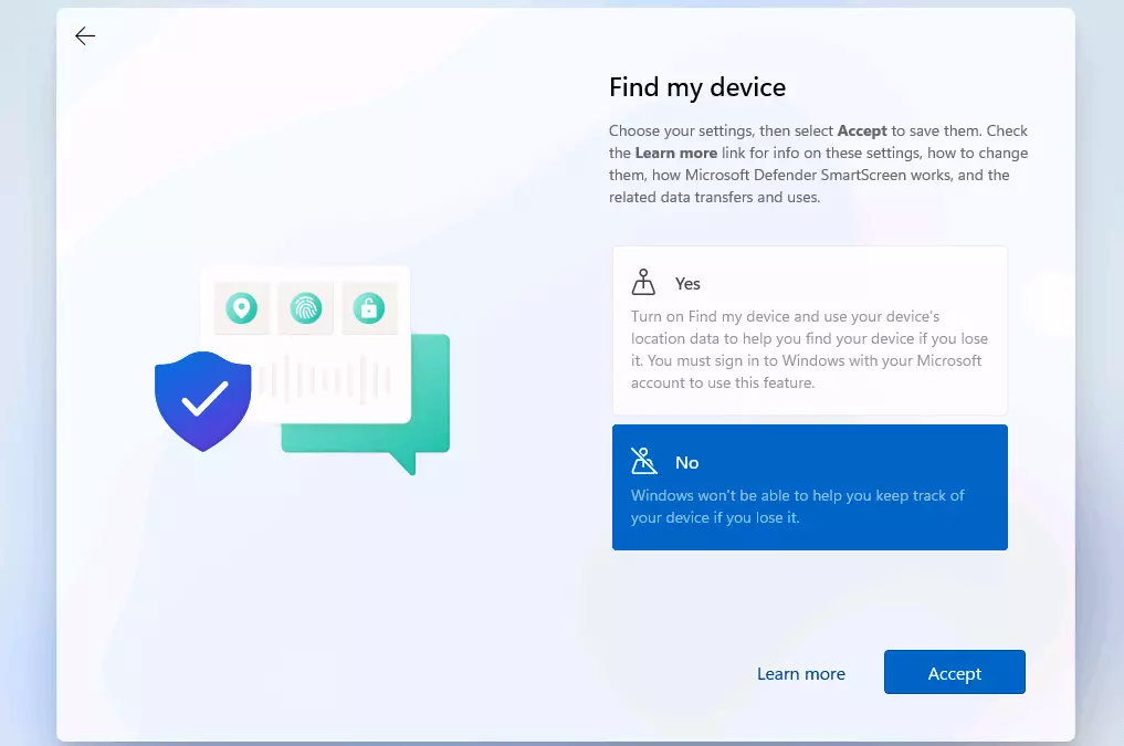 Image: Install Windows 11: option “Find my device”