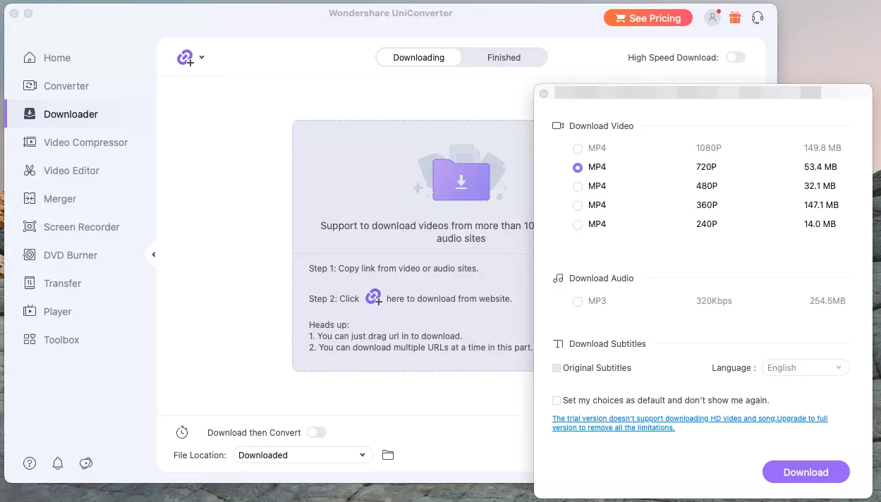 Image: Screenshot Wondershare UniConverter
