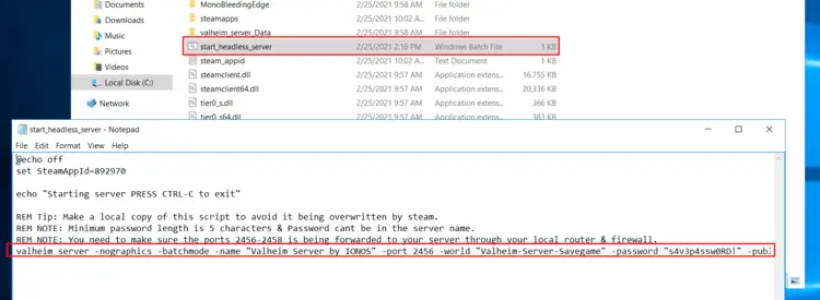 “start_headless_server” file in Valheim dedicated server directory “start_headless_server” file in Valheim dedicated server directory