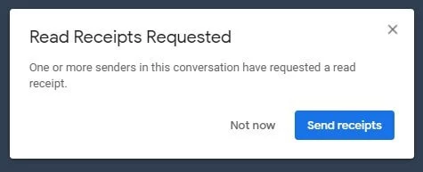 Image: Gmail inbox with read receipt request