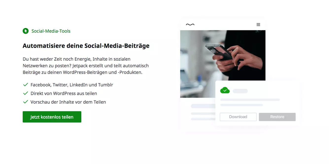 Image: Website for the Jetpack plugin