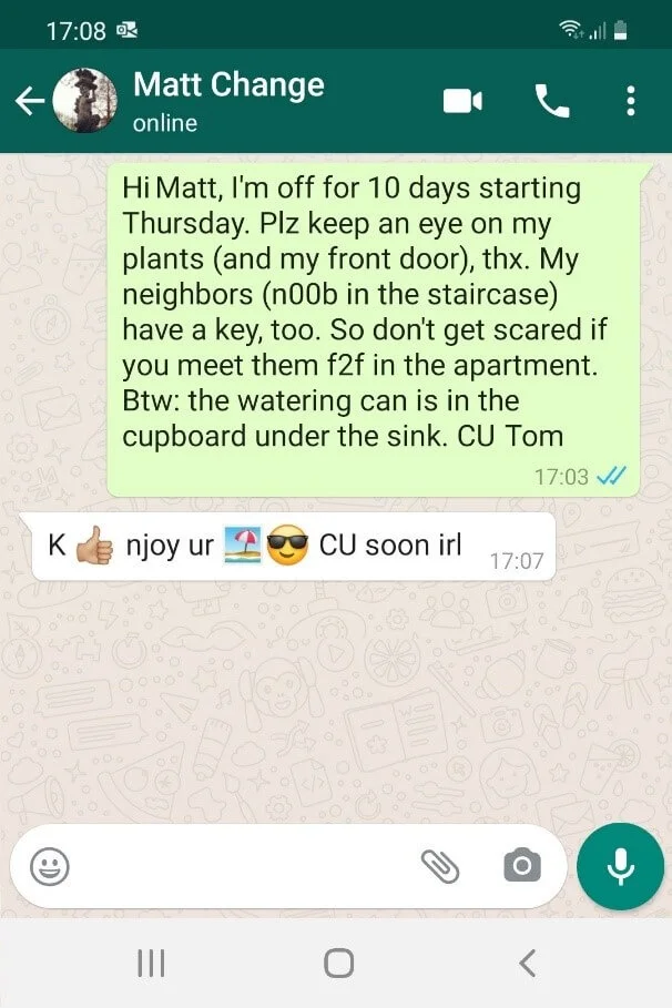 Texting acronyms: A chat in WhatsApp Texting acronyms: A chat in WhatsApp