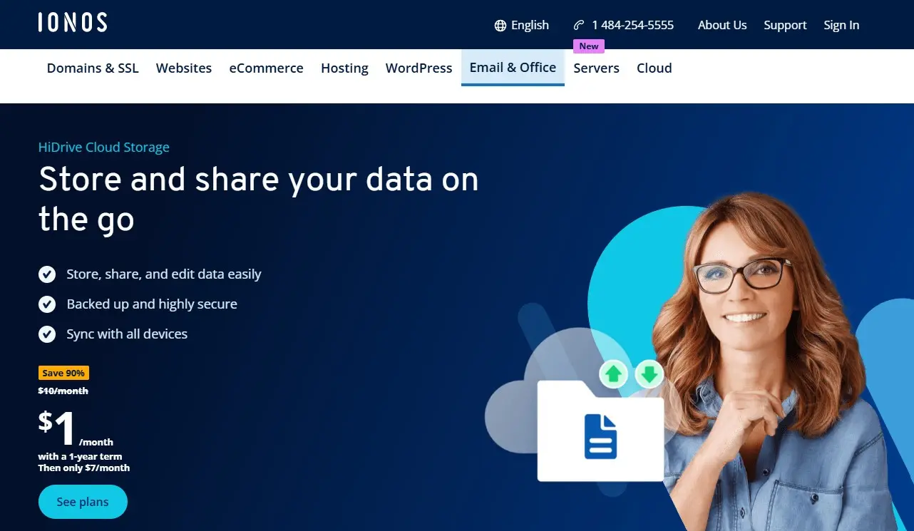 Screenshot of IONOS HiDrive cloud storage Image: Screenshot of IONOS HiDrive cloud storage