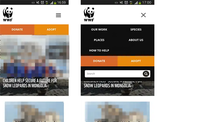 Example responsive grid navigation, WWF Example responsive grid navigation, WWF