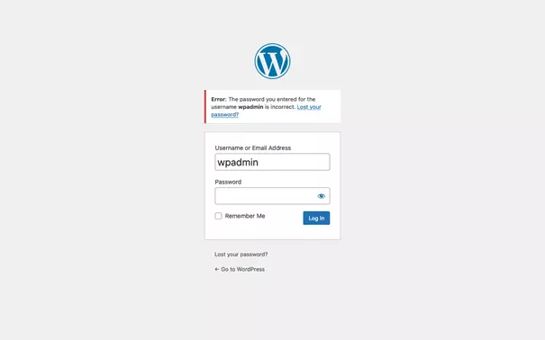 Image: WP admin login password is wrong