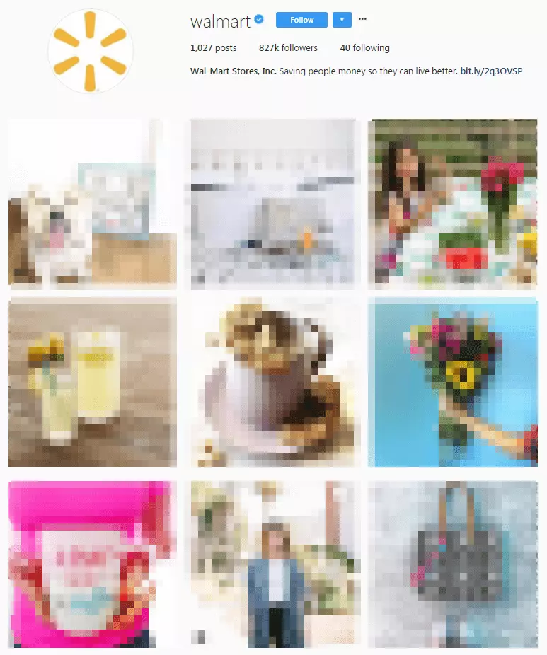 Image: Wal-Mart Instagram profile as it appears in the web view
