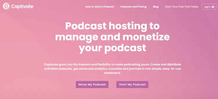 Screenshot of the Captivate website Screenshot of the Captivate website