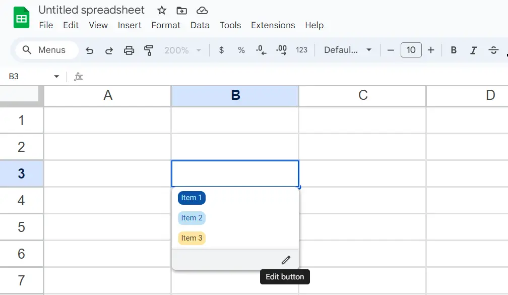 Elements of the Google Sheets drop-down list Image: Elements of the Google Sheets drop-down list
