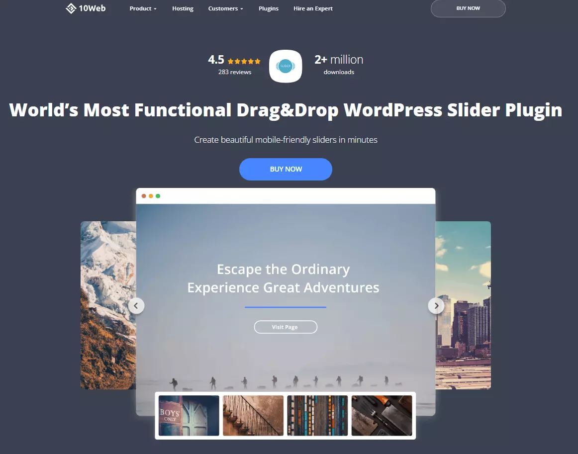 Image: Screenshot of the Slider by 10Web website