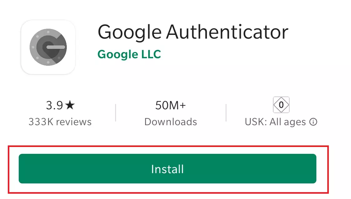 Image: Google Authenticator app in the Play Store