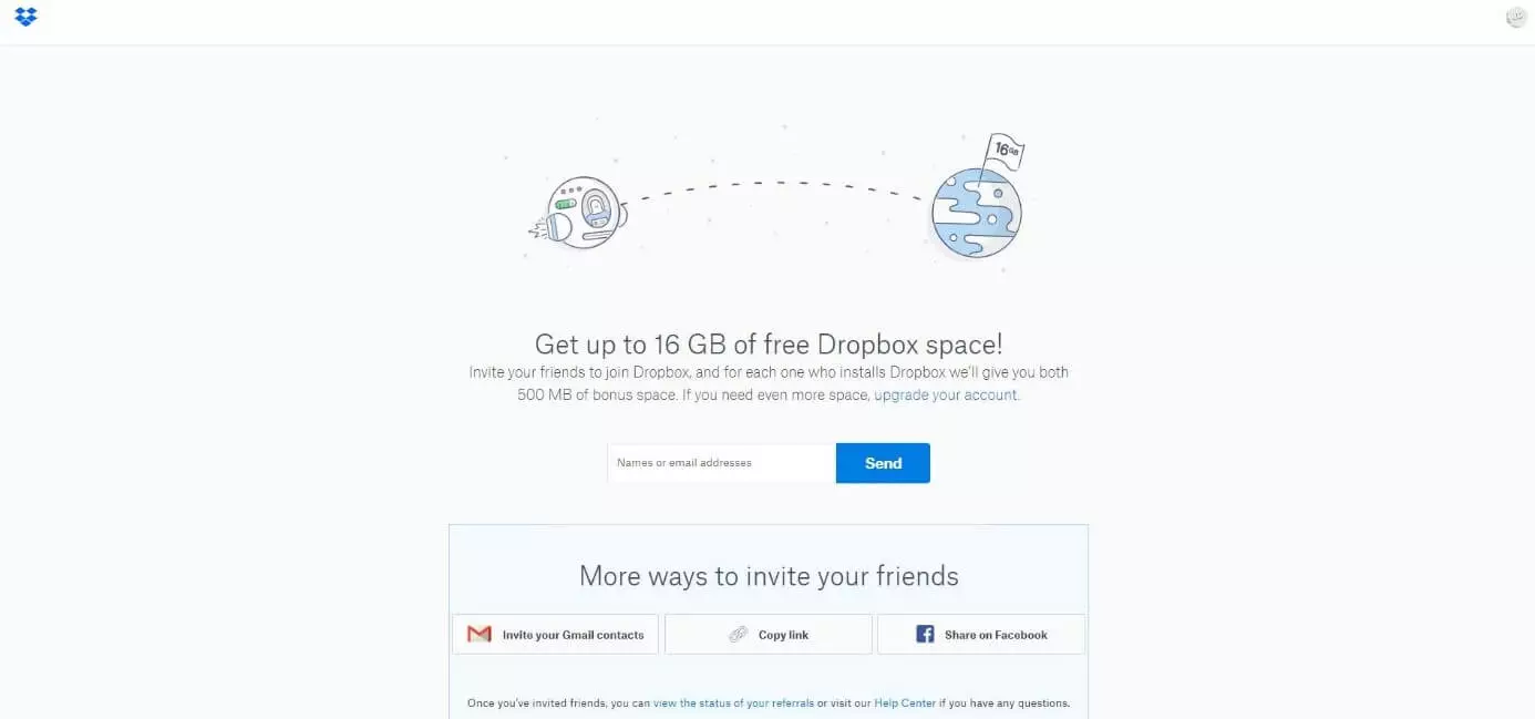 Image: Referral marketing example: Dropbox