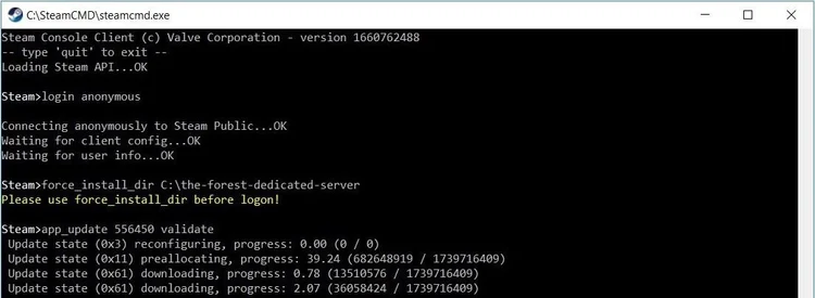 The Forest: Dedicated server installation via SteamCMD The Forest: Dedicated server installation via SteamCMD