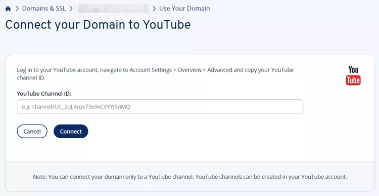 Connect your domain with YouTube in the IONOS Customer Center Connect your domain with YouTube in the IONOS Customer Center