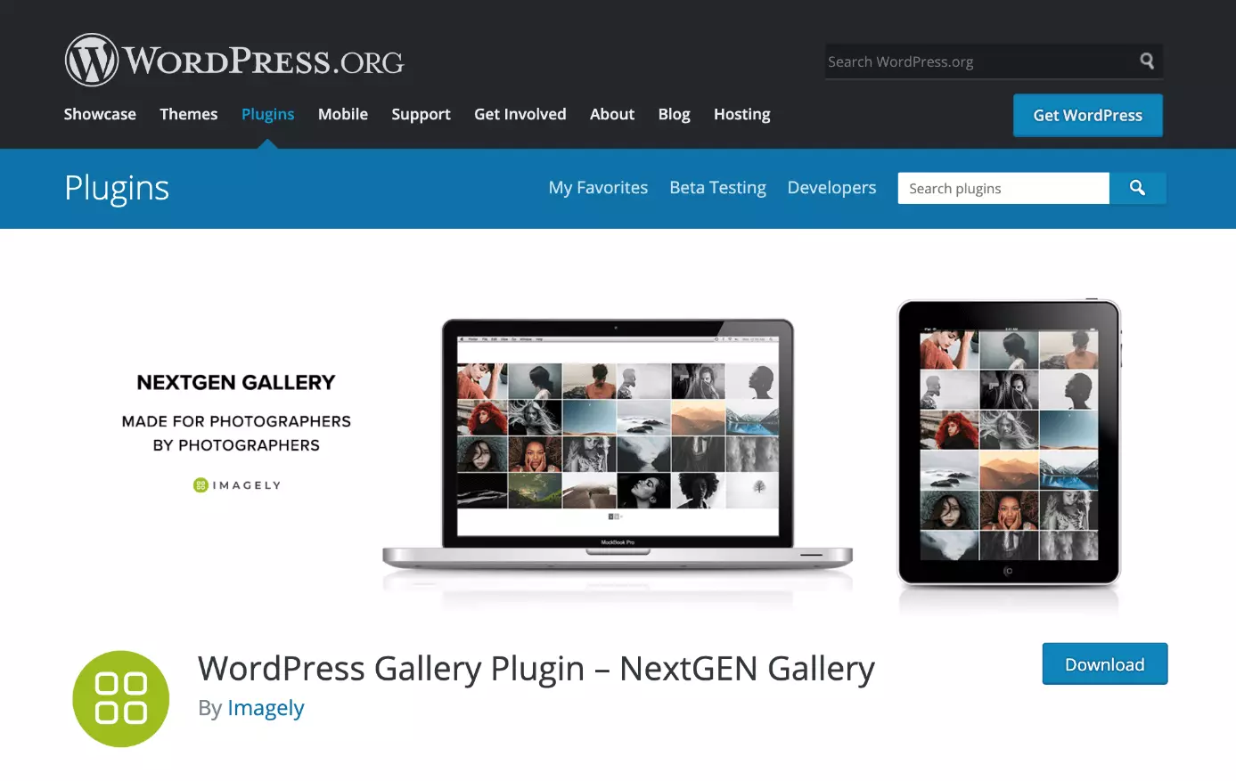 Image: NextGEN Gallery is available for download at wordpress.org