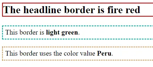 HTML colors: Border examplel Image: HTML colors: Border examplel