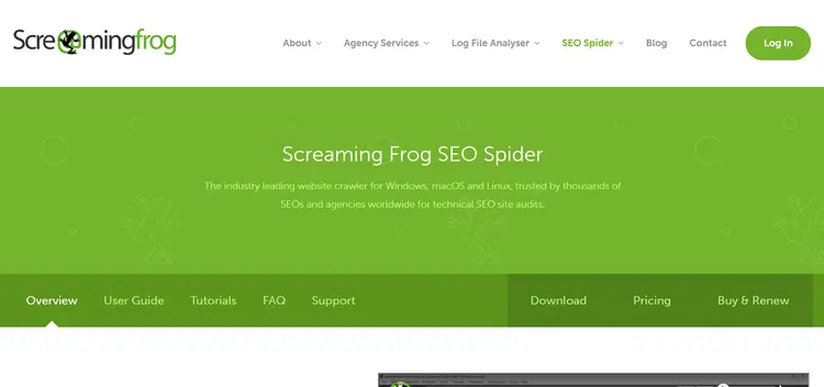 Screenshot of Screaming Frog SEO tools Screenshot of Screaming Frog SEO tools