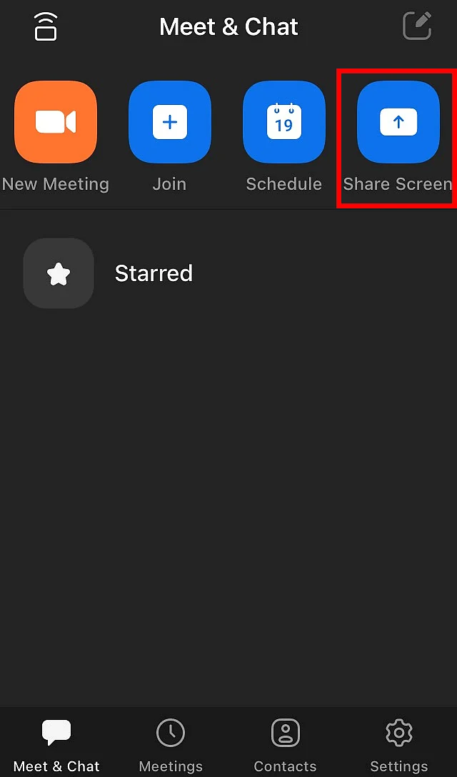 Zoom iPhone app with screen sharing option Image: Zoom iPhone app with screen sharing option