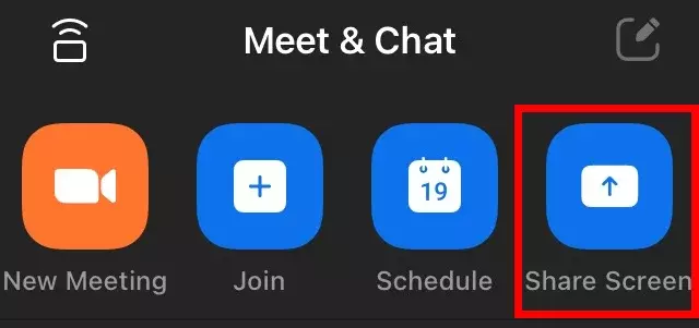 Image: Zoom iPhone app with screen sharing option