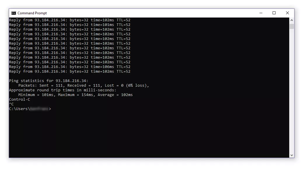 Image: Continuous ping in the Windows terminal