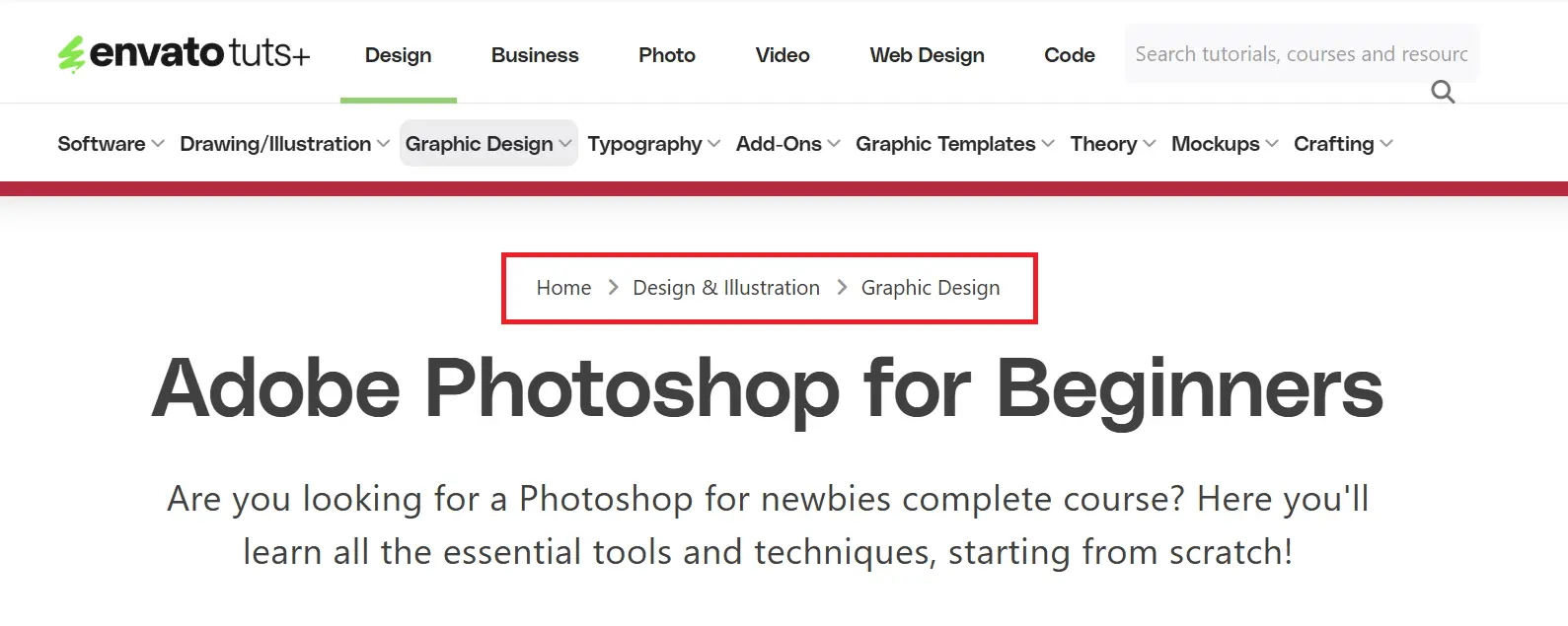 Image: Screenshot of the Envato Tuts+ website