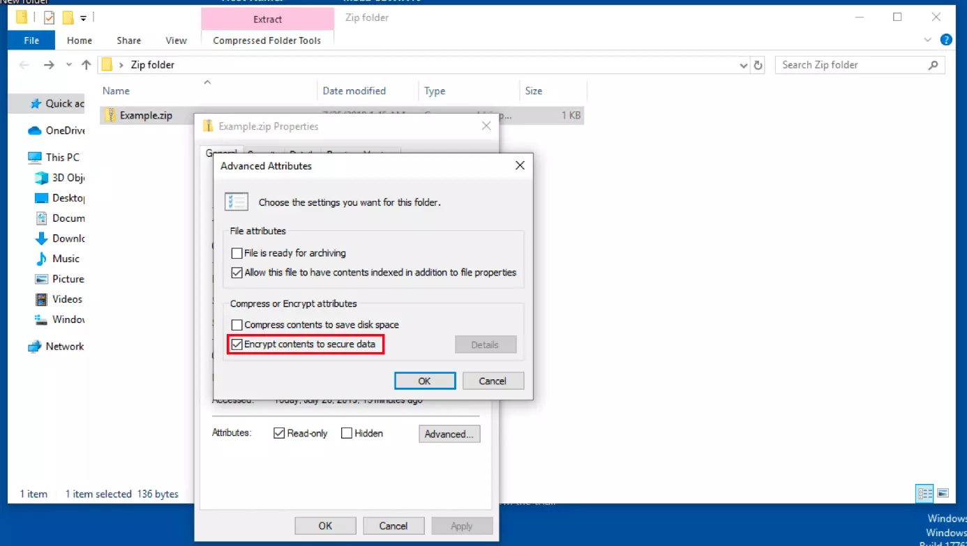 Image: Dialog window: Advanced file attributes
