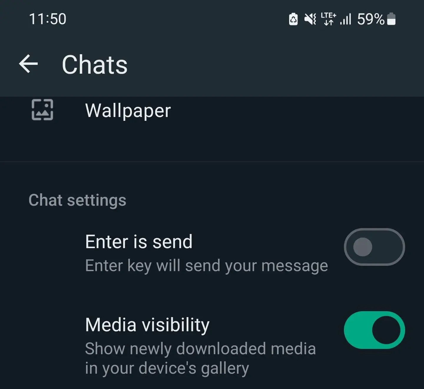 Screenshot of the WhatsApp chat settings on Android Image: Screenshot of the WhatsApp chat settings on Android