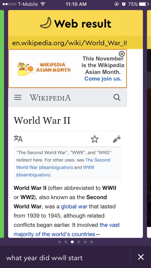 Screenshot with sample history questions Screenshot with sample history questions