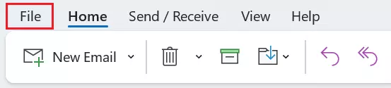 File tab in Microsoft Outlook File tab in Microsoft Outlook