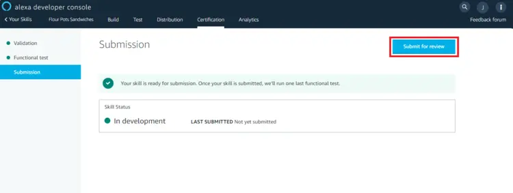 Alexa Developer Console: submission Alexa Developer Console: submission