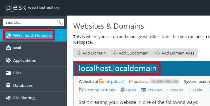 Plesk - Websites & Domains Plesk - Websites & Domains