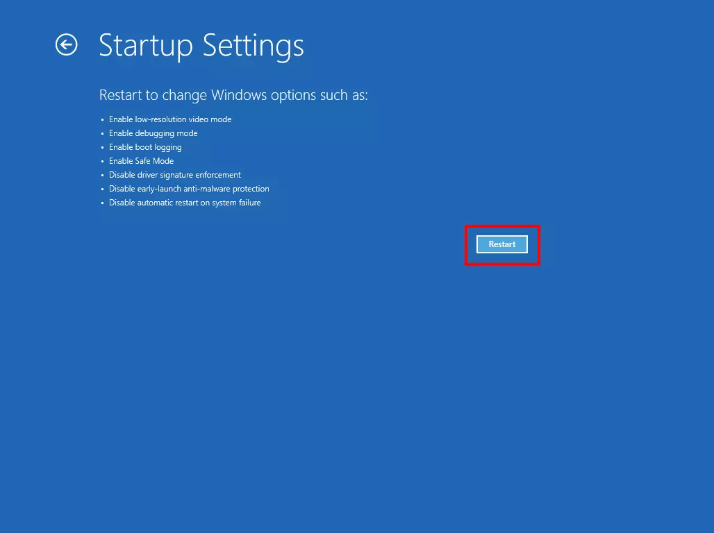 Image: Windows 8 system recovery: advanced restart