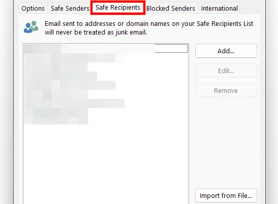 Outlook “Safe Senders” menu Image: Outlook “Safe Senders” menu