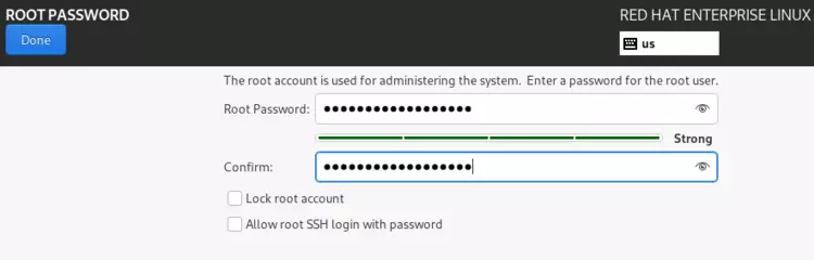 RHEL 9 installation: Root password RHEL 9 installation: Root password