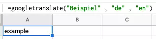 Image: Google Translate formula with text in the formula