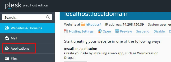 Plesk-Applications Plesk-Applications