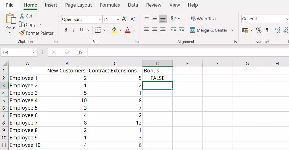 Image: Excel AND: example of the function’s return value