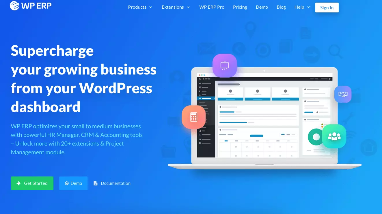 Image: Screenshot of official WP ERP website