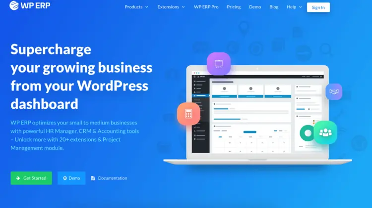 Screenshot of official WP ERP website Screenshot of official WP ERP website